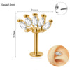 Piercing Earrings Stainless Steel Copper Crown Flower Inlaid Zircon