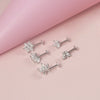 Piercing Earrings Stainless Steel Copper Crown Flower Inlaid Zircon