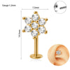 Piercing Earrings Stainless Steel Copper Crown Flower Inlaid Zircon