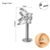 Piercing Earrings Stainless Steel Copper Crown Flower Inlaid Zircon