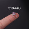 Piercing Earrings Stainless Steel Heart Tourmaline Gradient Zircon Electroplated