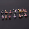 Piercing Earrings Stainless Steel Heart Tourmaline Gradient Zircon Electroplated