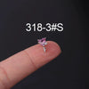 Piercing Earrings Stainless Steel Heart Tourmaline Gradient Zircon Electroplated