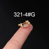 Piercing Earrings Stainless Steel Thin Rod Screw Ball The Crown Electroplated
