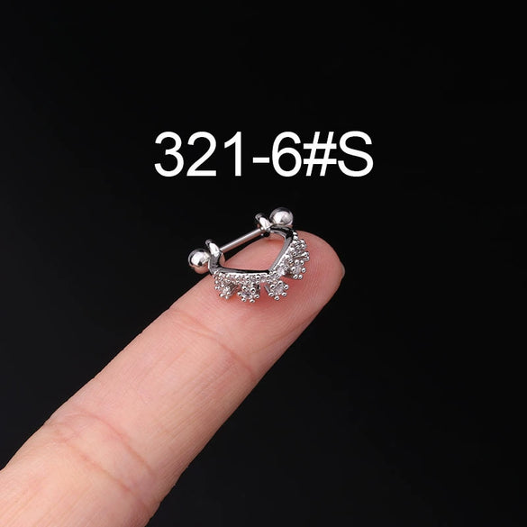 Piercing Earrings Stainless Steel Thin Rod Screw Ball The Crown Electroplated