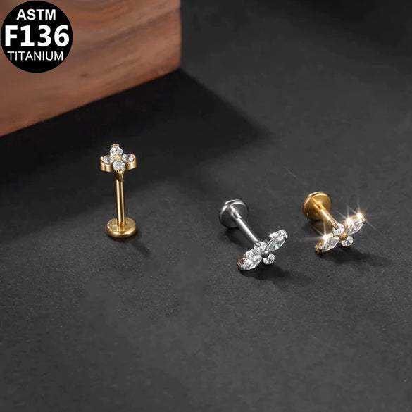 Piercing Earrings Titanium Alloy Geometric Electroplating Unisex