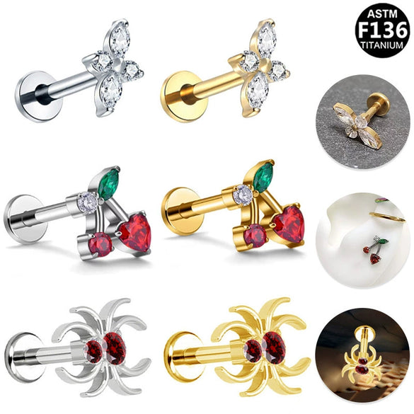 Piercing Earrings Titanium Alloy Geometric Electroplating Unisex