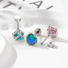 Piercing Earrings Titanium Steel Eightsided Rose Cut Flower Shape Zirconia Fashion Unisex