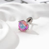 Piercing Earrings Titanium Steel Eightsided Rose Cut Flower Shape Zirconia Fashion Unisex