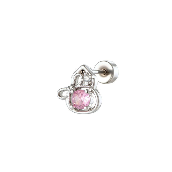 Piercing Earrings Titanium Steel Gourd Shape Bow Retro Zirconia