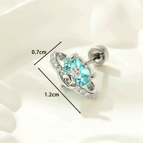 Piercing Earrings Titanium Steel Zircon Star Saturn Girly