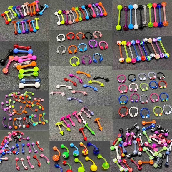 Piercing Jewelry Acrylic Geometric Style Unisex Soft Rod Nose Ring And Mixed Piercing Set