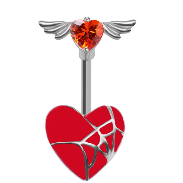 Piercing Jewelry Bat Series Heart Shaped Navel Ring Breast Ring Ear Bone Nail Made Of Rhinestone