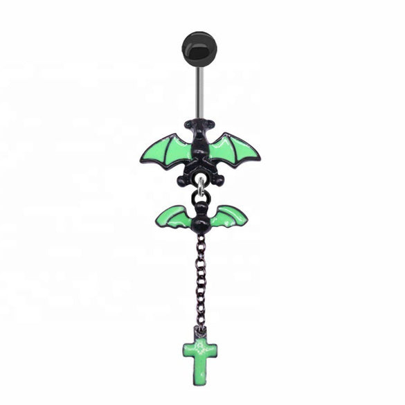Piercing Jewelry Bat Series Heart Shaped Navel Ring Breast Ring Ear Bone Nail Made Of Rhinestone