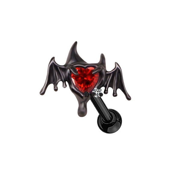 Piercing Jewelry Bat Series Heart Shaped Navel Ring Breast Ring Ear Bone Nail Made Of Rhinestone