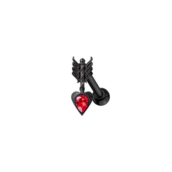 Piercing Jewelry Bat Series Heart Shaped Navel Ring Breast Ring Ear Bone Nail Made Of Rhinestone