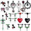 Piercing Jewelry Bat Series Heart Shaped Navel Ring Breast Ring Ear Bone Nail Made Of Rhinestone