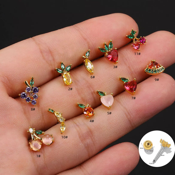 Piercing Jewelry Fruit Earrings Copper Real Gold Plating