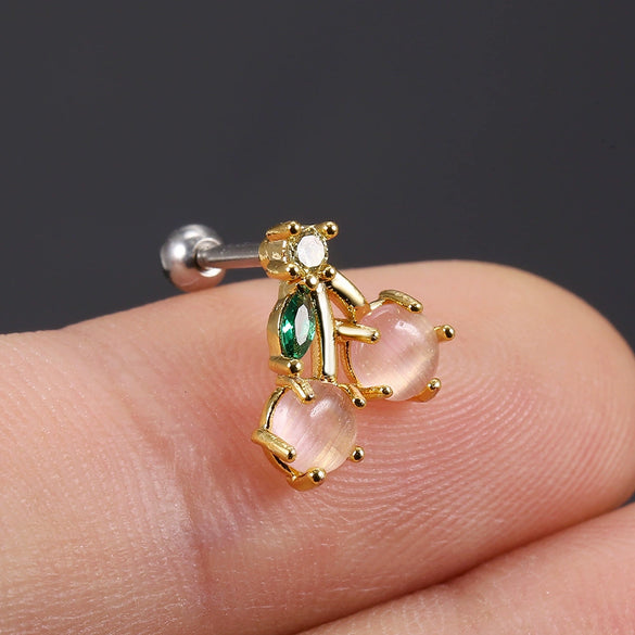 Piercing Jewelry Fruit Earrings Copper Real Gold Plating