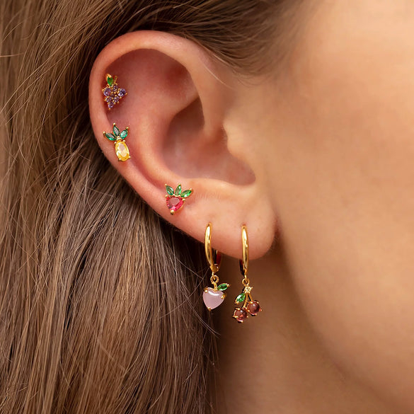 Piercing Jewelry Fruit Earrings Copper Real Gold Plating