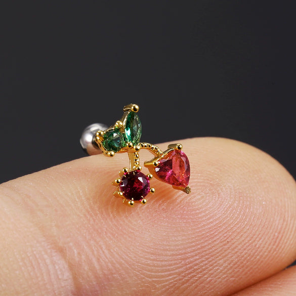 Piercing Jewelry Fruit Earrings Copper Real Gold Plating