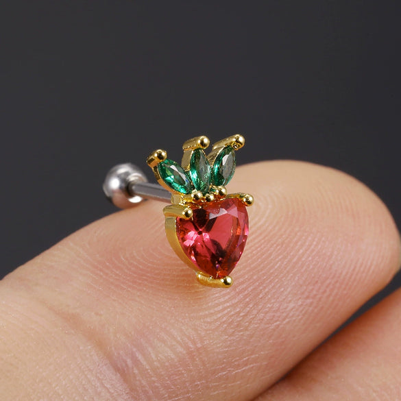 Piercing Jewelry Fruit Earrings Copper Real Gold Plating
