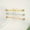 Piercing Jewelry Industrial Barbell Stud Earrings Butterfly Zircon Ear Bridge Double Ear Piercing Stainless Steel Geometric Electroplating Minimalist