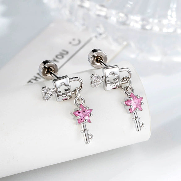 Piercing Jewelry Metal Heart Lock Star Pendant Set With Zirconia For Women Fashion Style