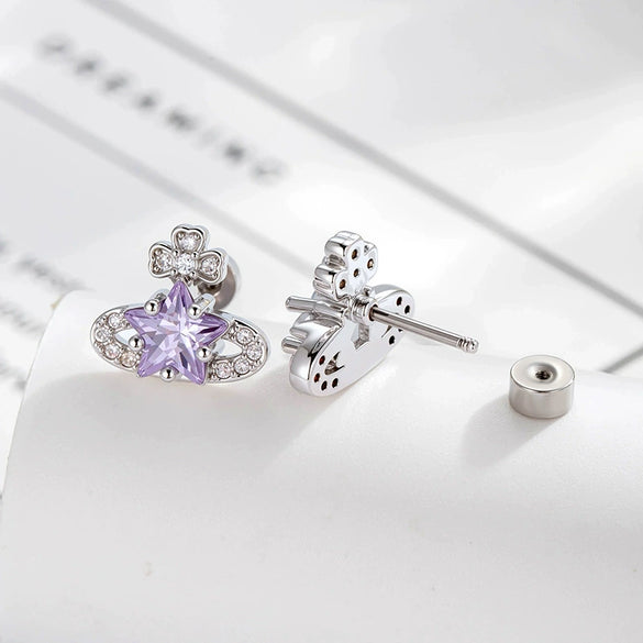 Piercing Jewelry Metal With Zirconia In Saturn Star Design French Retro Style For Women
