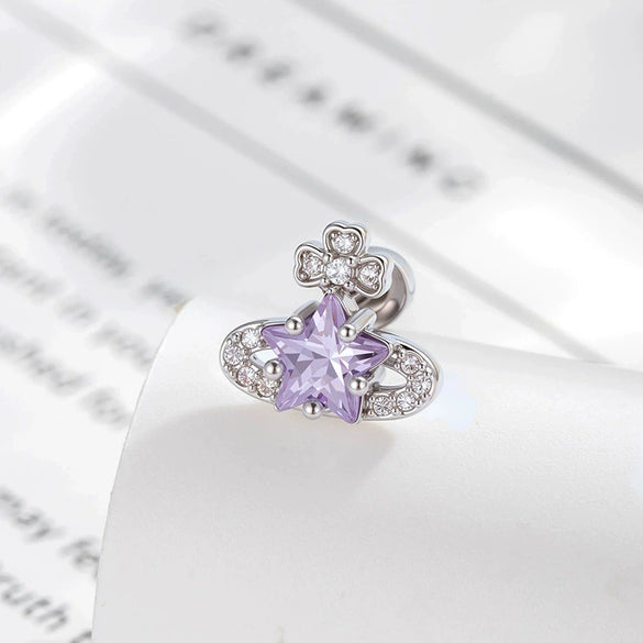 Piercing Jewelry Metal With Zirconia In Saturn Star Design French Retro Style For Women