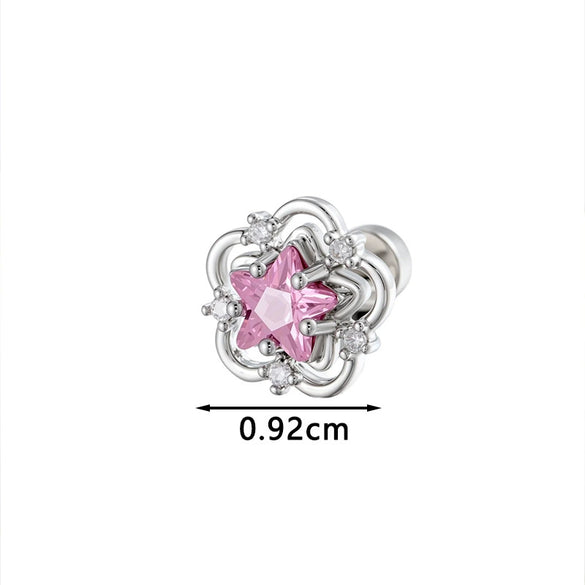 Piercing Jewelry Metal Zircon Star Flower Retro Style For Women