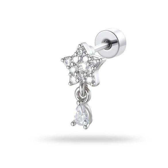 Piercing Jewelry Metal Zirconia Cut Out Star Micropaved Fashion For Women