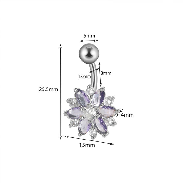 Piercing Jewelry Navel Ring Cross Pendant Stainless Steel Heartshaped Butterfly Snakeshaped Zircon