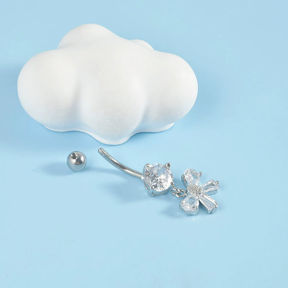 Piercing Jewelry Navel Ring Cross Pendant Stainless Steel Heartshaped Butterfly Snakeshaped Zircon
