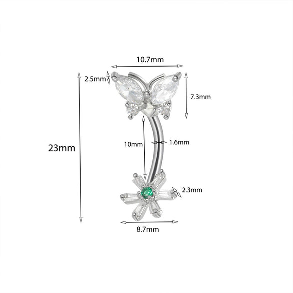 Piercing Jewelry Navel Ring Cross Pendant Stainless Steel Heartshaped Butterfly Snakeshaped Zircon