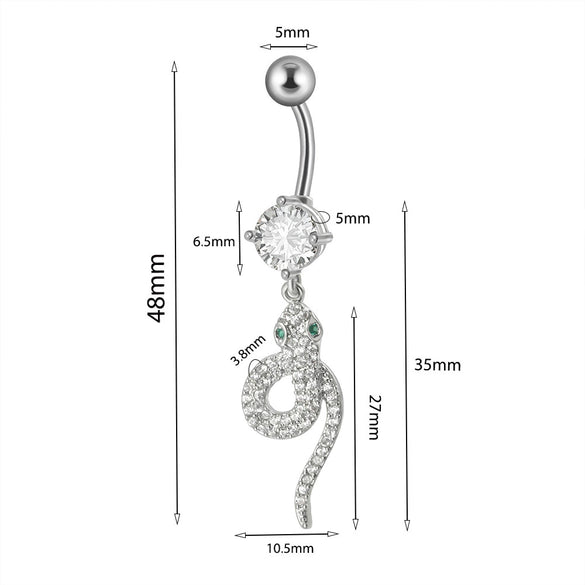 Piercing Jewelry Navel Ring Cross Pendant Stainless Steel Heartshaped Butterfly Snakeshaped Zircon