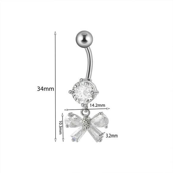 Piercing Jewelry Navel Ring Cross Pendant Stainless Steel Heartshaped Butterfly Snakeshaped Zircon