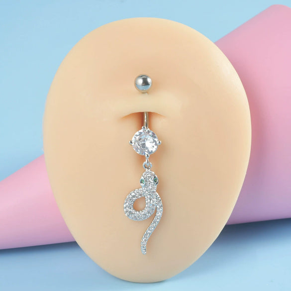 Piercing Jewelry Navel Ring Cross Pendant Stainless Steel Heartshaped Butterfly Snakeshaped Zircon