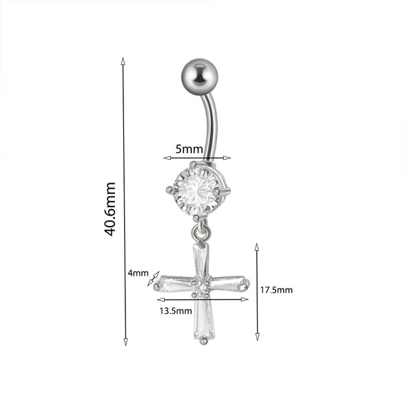 Piercing Jewelry Navel Ring Cross Pendant Stainless Steel Heartshaped Butterfly Snakeshaped Zircon