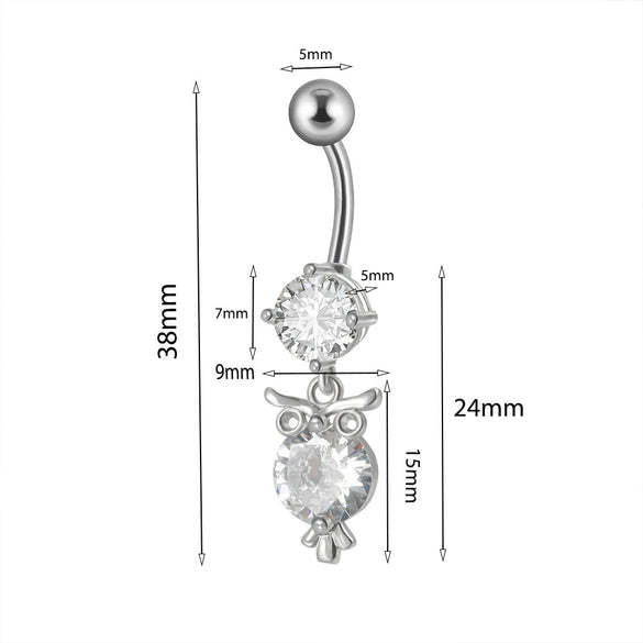 Piercing Jewelry Navel Ring Cross Pendant Stainless Steel Heartshaped Butterfly Snakeshaped Zircon