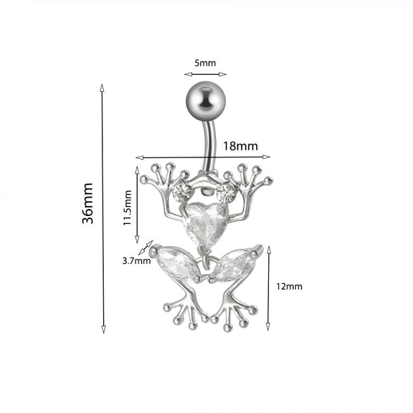 Piercing Jewelry Navel Ring Cross Pendant Stainless Steel Heartshaped Butterfly Snakeshaped Zircon