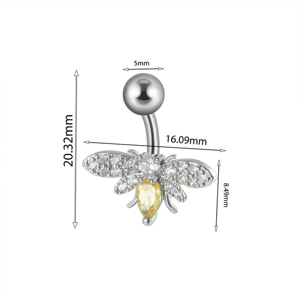 Piercing Jewelry Navel Ring Cross Pendant Stainless Steel Heartshaped Butterfly Snakeshaped Zircon