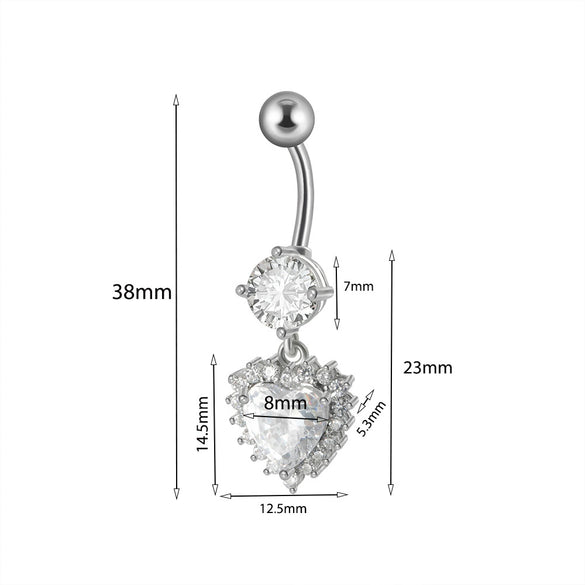 Piercing Jewelry Navel Ring Cross Pendant Stainless Steel Heartshaped Butterfly Snakeshaped Zircon