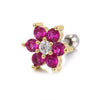 Piercing Jewelry Screw Earrings Copper Real Gold Plated Small Flower Zircon For Women