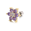 Piercing Jewelry Screw Earrings Copper Real Gold Plated Small Flower Zircon For Women
