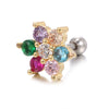 Piercing Jewelry Screw Earrings Copper Real Gold Plated Small Flower Zircon For Women