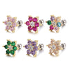 Piercing Jewelry Screw Earrings Copper Real Gold Plated Small Flower Zircon For Women