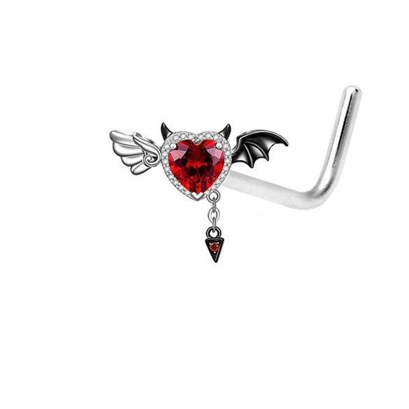 Piercing Jewelry Stainless Steel Devil Heart Shaped Electroplated Bat Series Nipple Ring Navel Ring Nose Nail Nose Ring Unisex