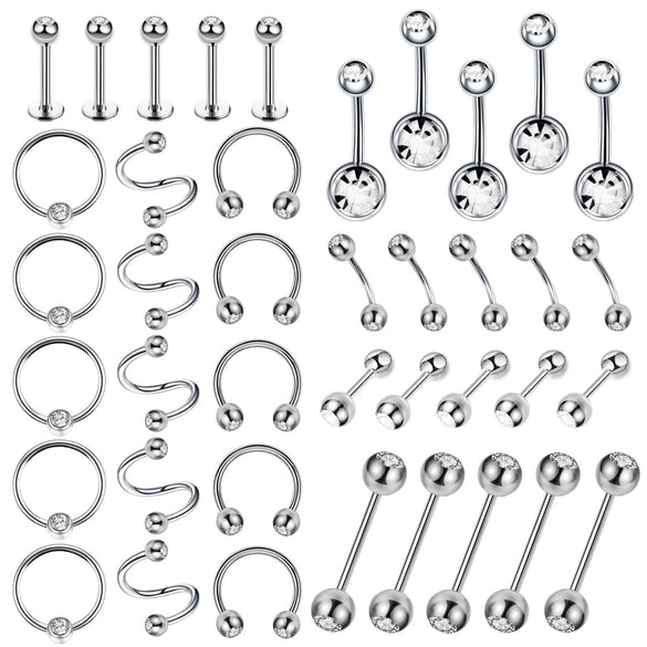 Piercing Jewelry Stainless Steel Diamondembedded Heart Shape Lip Nail Navel Nail Eyebrow Nail Ear Studs