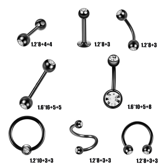 Piercing Jewelry Stainless Steel Diamondembedded Heart Shape Lip Nail Navel Nail Eyebrow Nail Ear Studs
